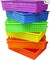 Novelty 6 Pack Colorful Plastic Classroom Storage Bins 13.75" X 10.25" for Organizing Paper Trays, pencils, arts and crafts supplies, and rainbow containers for kids' school supplies